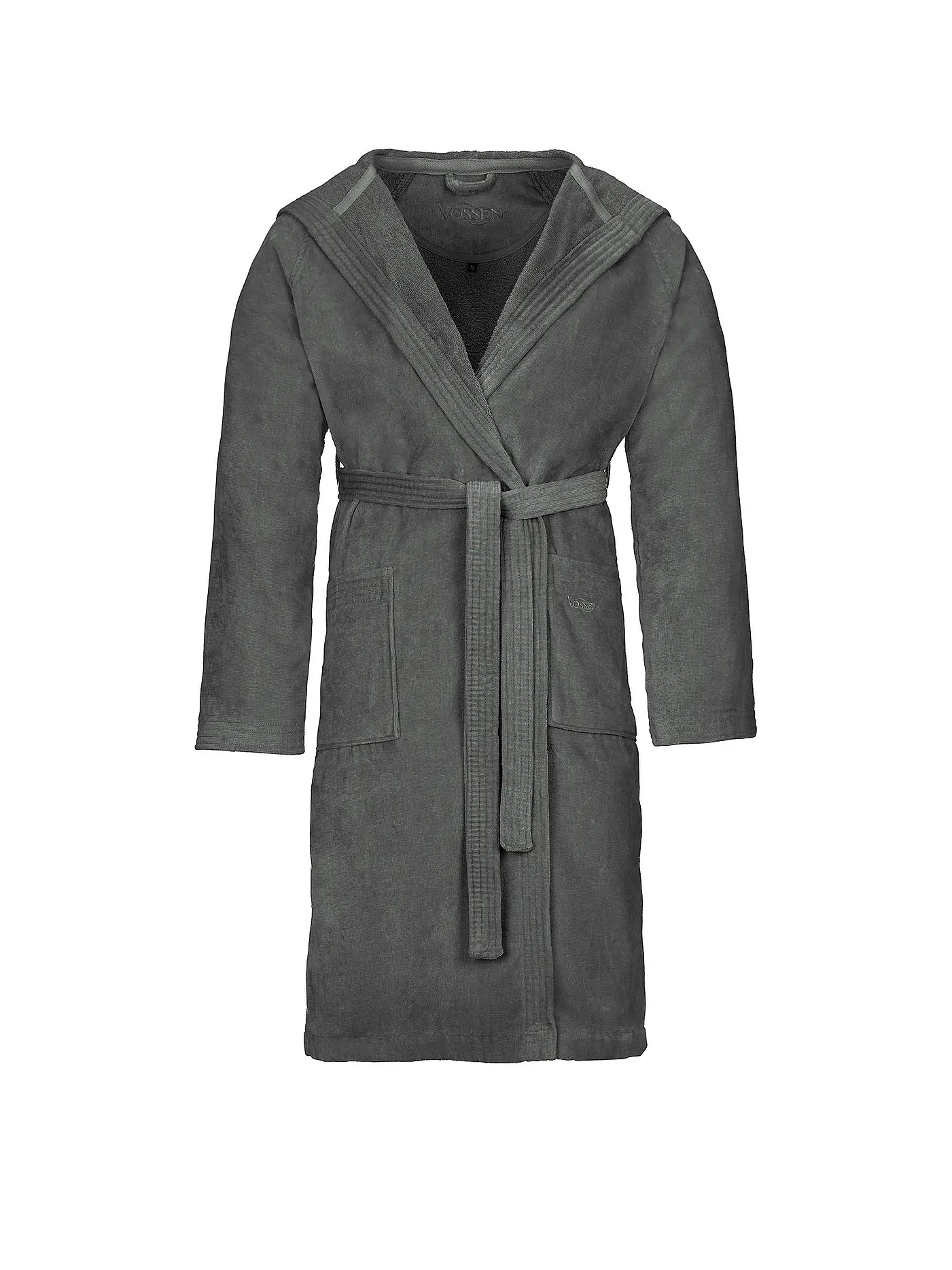 VOSSEN | Unisex-Velours-Bademantel "Texas" (Winternight) | grau